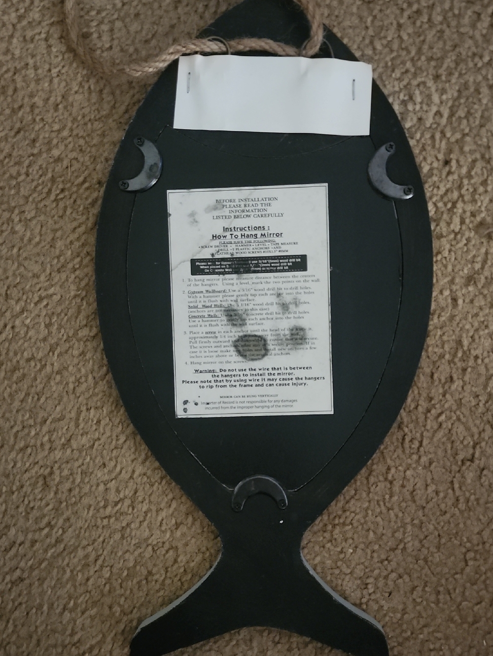 Fish-Shaped Wall Mirror in Light Blue - Picture 3 of 3